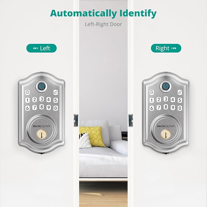 DS10 Keyless Entry Door Lock - Fingerprint Door Lock with 2 Keys, Electronic Keypad Deadbolt, Smart Door Lock, Keypad Lock for Front Door, Auto-Lock & One Touch Locking - Satin Nickel