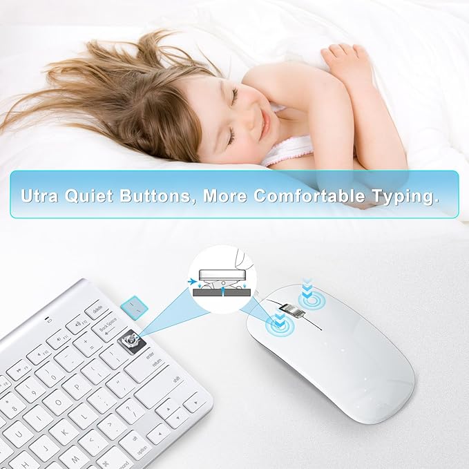 Wireless Keyboard and Mouse Compatible with iMac MacBook Air/Pro (Bluetooth and USB)