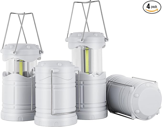 Lichamp LED Camping Lantern, 4 Pack Battery Powered Flashlight for Power Outages, Portable Collapsible Hanging Light Essential for Home, Outdoor, Emergency Lamp Survival Kit Gear for Hurricane, B4LW