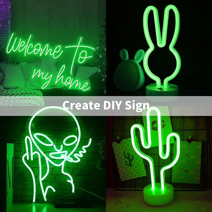 iNextStation 12V Green LED Strip Lights 16.4FT, Flexible Silicone Neon Rope Light with Power Adapter, Waterproof, Cuttable, Dimmable & Linkable, for Cabinet, Ceiling, Wall, Bedroom, Kitchen, Garage