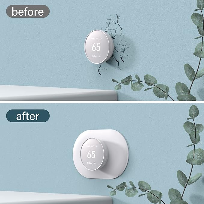 Wall Plate Cover Trim Kit Compatible with Google Nest Thermostat 2020, Wall Plate Cover for Google Nest Thermostat 2020, Easy to Install - Snow