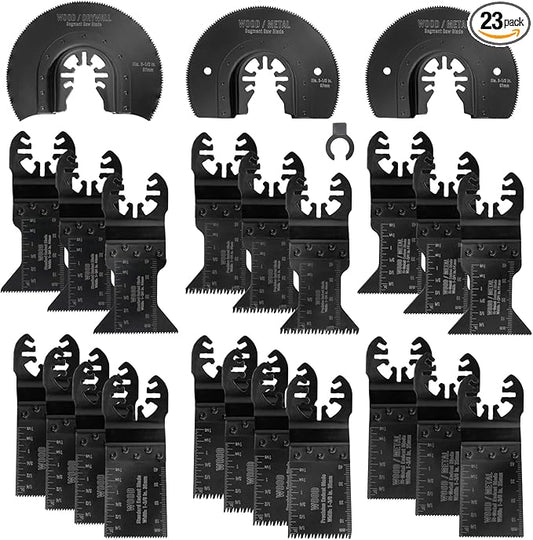WORKPRO 23-Piece Metal/Wood Oscillating Saw Blades Set for Quick Release Multitool, Blades for Dewalt, Craftsman, Ridgid, Milwaukee, Rockwell, Ryobi and More