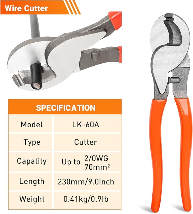 Kuject Battery Cable Lug Crimping Tool Kit with Copper Wire Lug AWG 1 2 4 6 8 1/0 Gauge, Wire Crimper for AWG 10-1/0 with Cable Cutter, 110PCS Battery Cable Ends with 110PCS 3:1 Heat Shrink Tubing