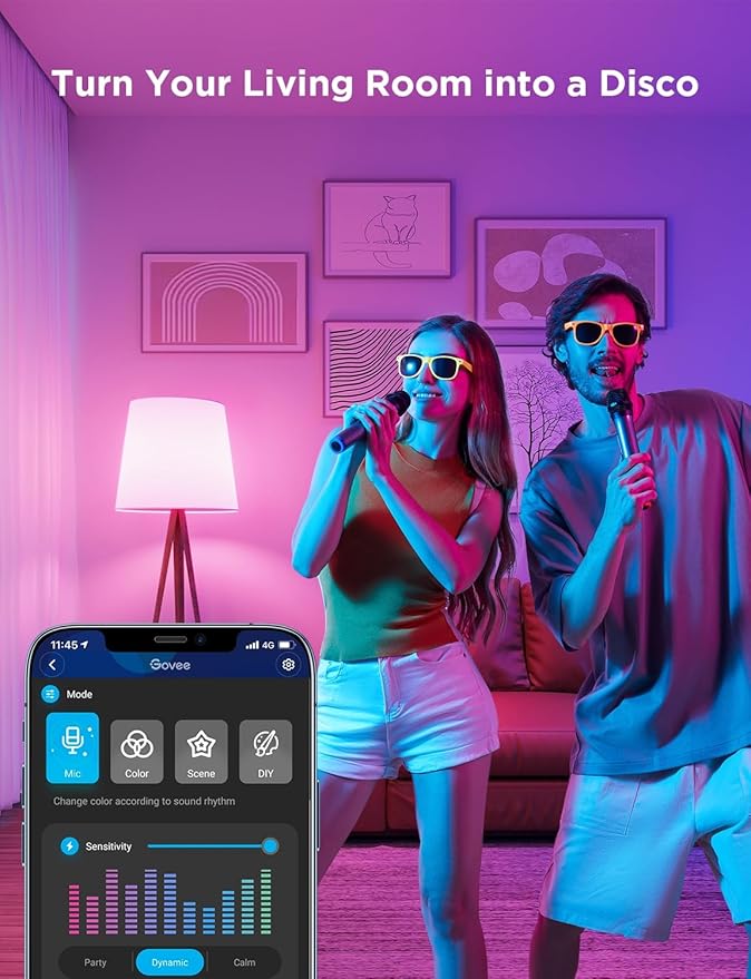 Govee GU10 Smart Bulb, Matter RGBWW Light Bulb Work with Alexa, Google Assistant, WiFi & Bluetooth Color Changing MR16 LED Bulbs, 64 Dynamic Scenes, Syncs with Music, 4 Pack, 400LM, GU10 Base