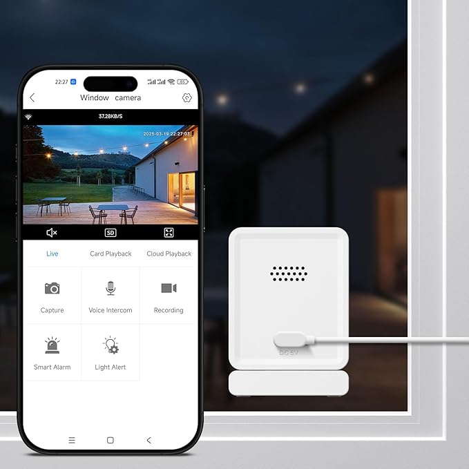Window Camera, 3MP 2K Home Security Camera for Indoor Glass Monitoring, 2.4GHz & 5GHz WiFi Wireless, AI Color Night Vision, Human & Motion Detection, 24/7 Recording, Easy & Quick Window Mount (1 Pack)