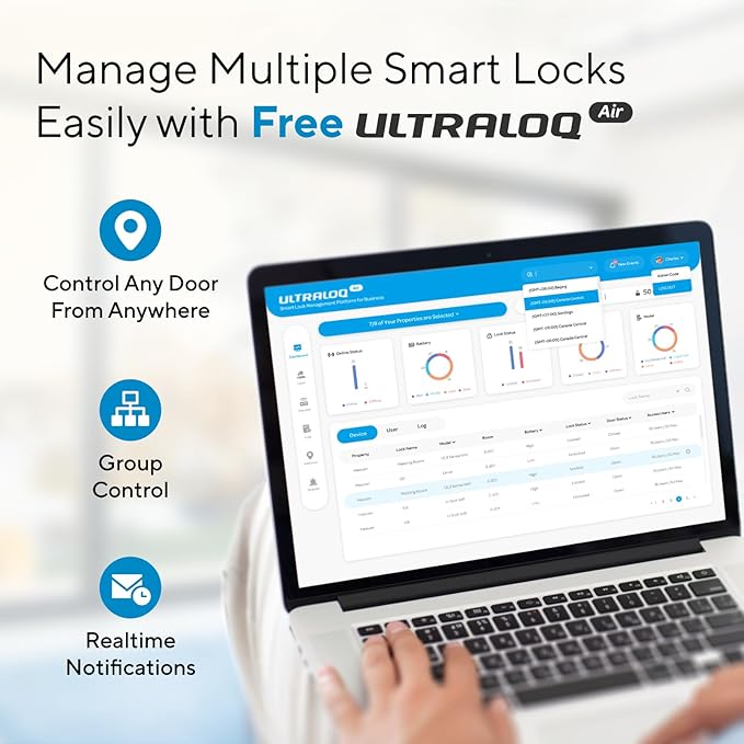 ULTRALOQ Bolt Fingerprint Smart Lock with Handle, Work with Apple Home, Built-in WiFi Front Door Lock Set, Biometric Deadbolt with Door Sensor, Remote Control, Auto Unlock, BHMA Certified