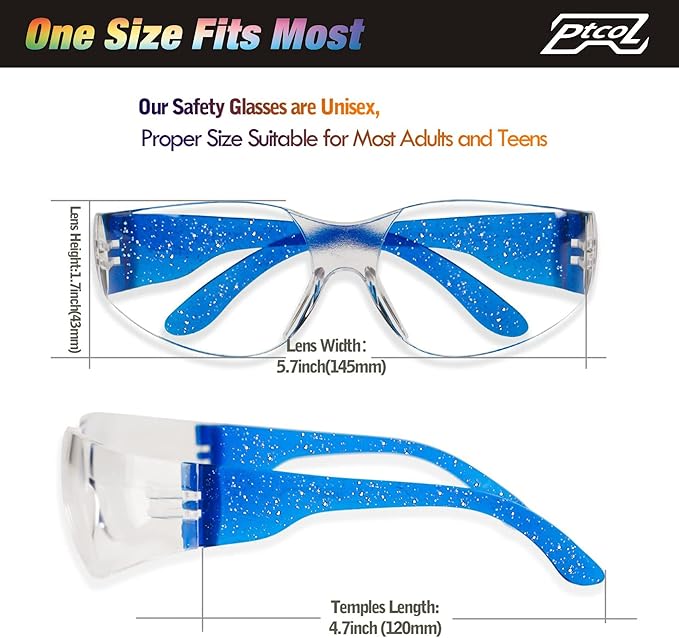24 Pack Safety Glasses in 6 Galaxy Colors Proective Goggles Anti Scratch, Impact Resistant Clear Eyewear Unisex with ANSI Z87.1 for Laboratory, Shooting, Construction