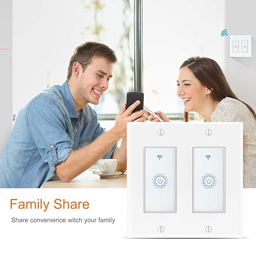 Smart Switch4 Pack, Double Smart Light Switch, Milfra in-Wall WiFi Smart Switch Compatible with Alexa and Google Home, No Hub Required, Neutral Wire Needed,2.4Ghz WiFi only. 4 Pack