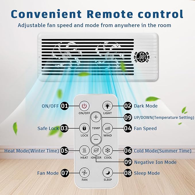 Register Booster Fan for 4" x 12" Register Holes, Smart AC Vent Booster Fans Improves Heating & Cooling with Remote and Thermostat Control,10-Speed Quiet Vents Fan for Floor Ceiling