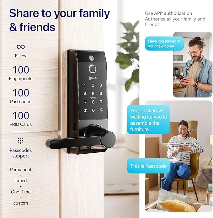 Smart Lock Doorbell Fingerprint Smart Door Lock Deadbolt for Homeowners or Parents Door Lock with Camera and Door Handle for Renters, Keyless Entry Door Lock for Front Door(Contour V Black)