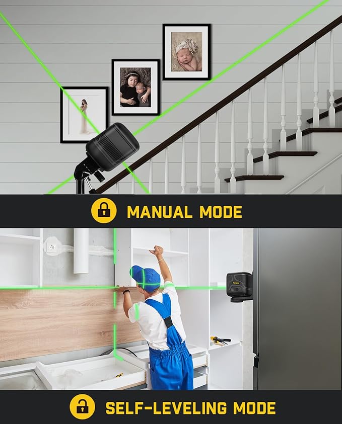 Fanttik D2 Pocket Green Laser Level, 100 ft Self-Leveling Cross Line Laser, Type-C Rechargeable, Rotatable 360 Degree, Pulse Mode, Magnetic Bracket, Carrying Pouch, for Picture Hanging and Home DIY