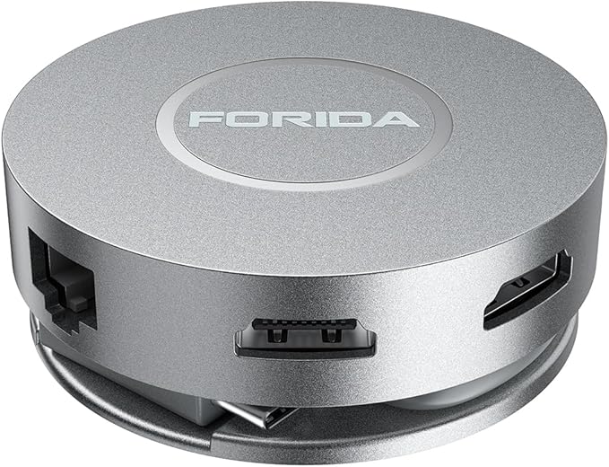 Micro USB C Docking Station Dual HDMI Monitor FORIDA USB C to USB Hub with 1 Gbps Ethernet 100W Power Delivery Micro SD Card Reader for MacBook/Dell/HP/Lenovo ThinkPad/Surface (Silver)