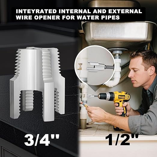 2025 New Integrated Internal and External Pipe Threading Tool Pipe Thread Cutting Tool Electric Drill Compatible PVC Pipe Threader Kit 1/2" (DN15) 3/4" (DN20) Pipe Sizes Tool for Electric Drill