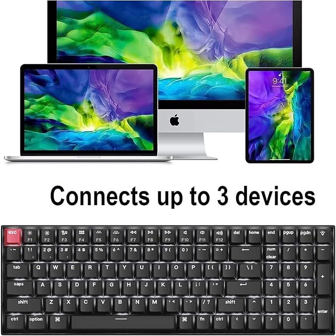 Keychron K4 QMK Wireless Custom Mechanical Keyboard, 96% Layout Bluetooth/2.4G/USB-C Programmable, White Backlit Super Brown Switch NKRO Gaming Keyboard for Mac/Windows/Gamers, Version 3