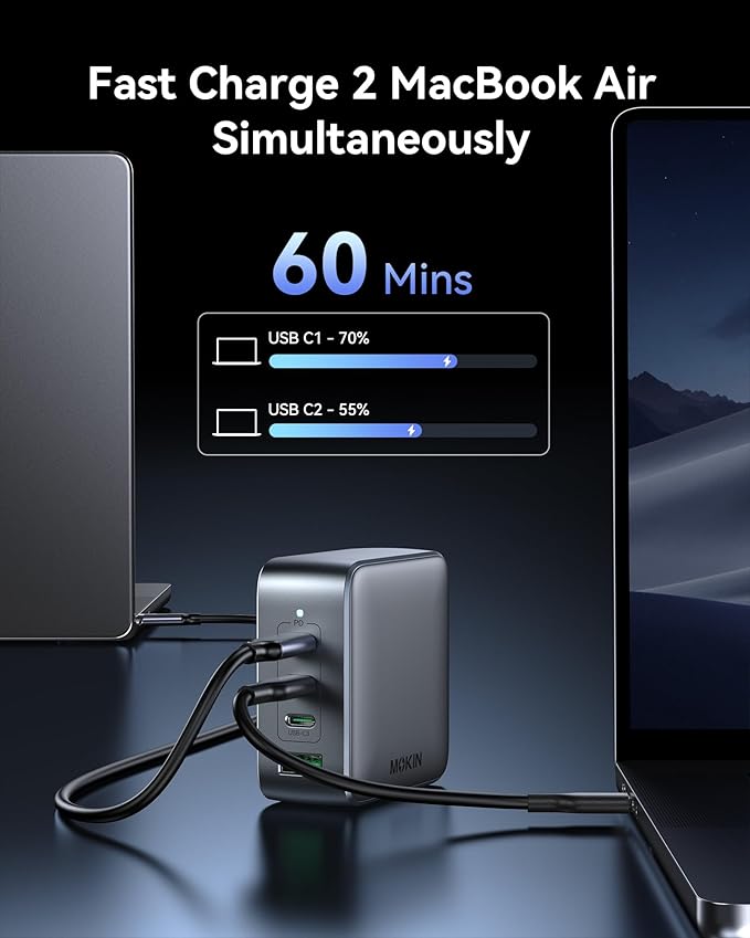 USB C Charger Block 100W, 4 Port GaN Charger USB C Fast Charging Station Foldable Compact Wall Charging Power Adapter for MacBook Pro/Air, Dell XPS, iPad Pro, iPhone 16/15, Galaxy S24, and More