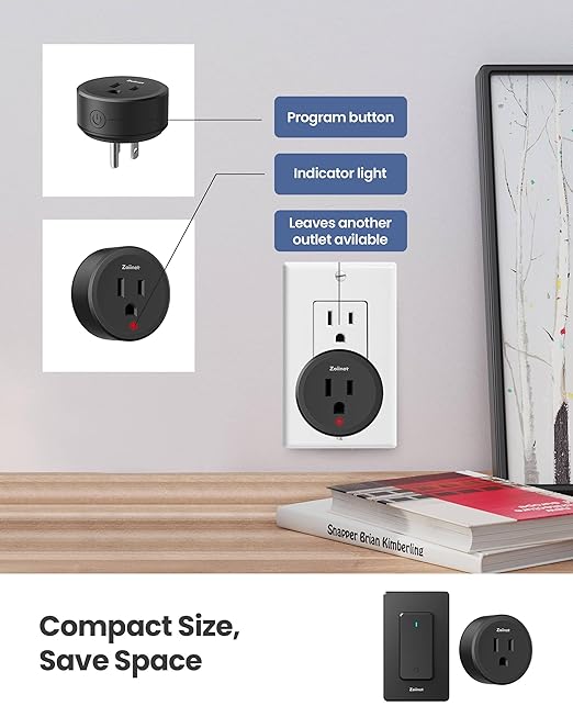 Remote Control Outlet Plug Switch, Buckle Design & Removable Wireless Light Switch, 300 ft, 1500W On Off Power Switch for Household Appliances, No Wiring No WiFi, Programmable, Black(3 Pack)