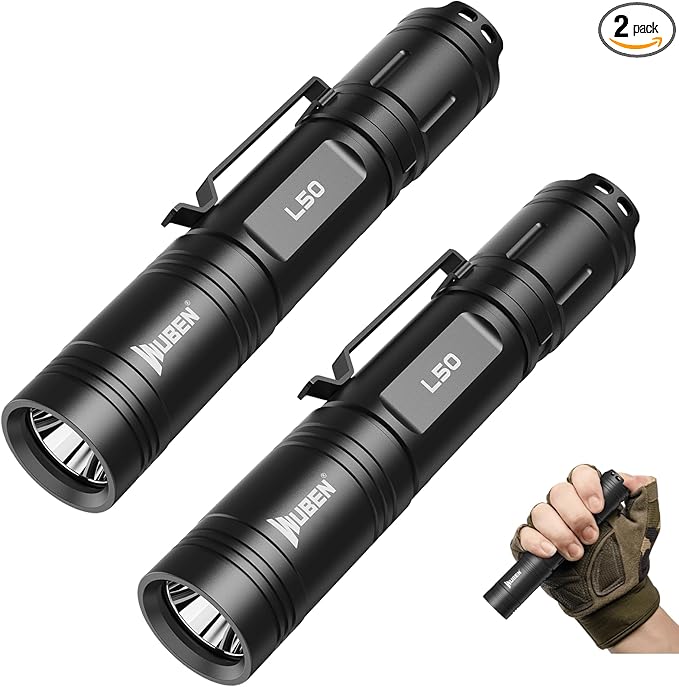 WUBEN L50 Tactical Flashlight, 1200 High Lumens Flashlight Rechargeable, LED Flash Light IP68 Waterproof with 5 Mode, EDC Handheld Flashlight for Home Camping Emergencies, Tool Gifts for Men