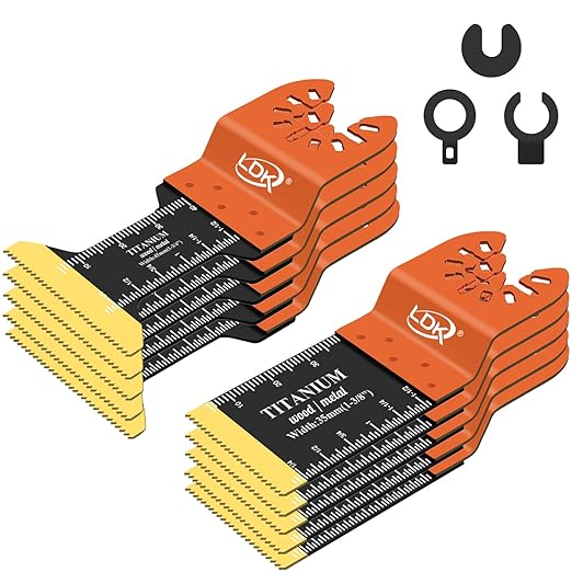LDK 10pcs Titanium Oscillating Saw Blades, 2 Sizes Professional Universal Titanium Multitool Blades for Wood Plastics Metal