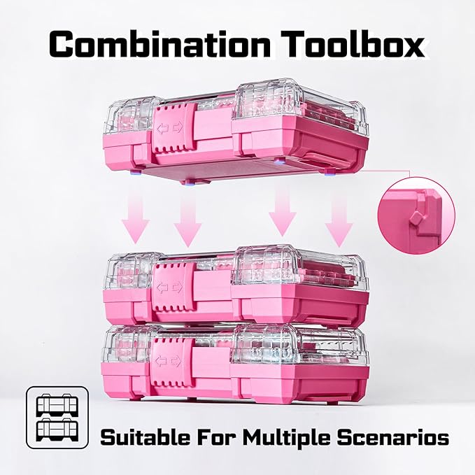 56Pieces Impact Screwdriver Bits Set, Magnetic S2 Steel Phillips/Slotted/Square/Torx Insert Power Bits Tips, Impact Bit Holder with Pink Storage Box Case
