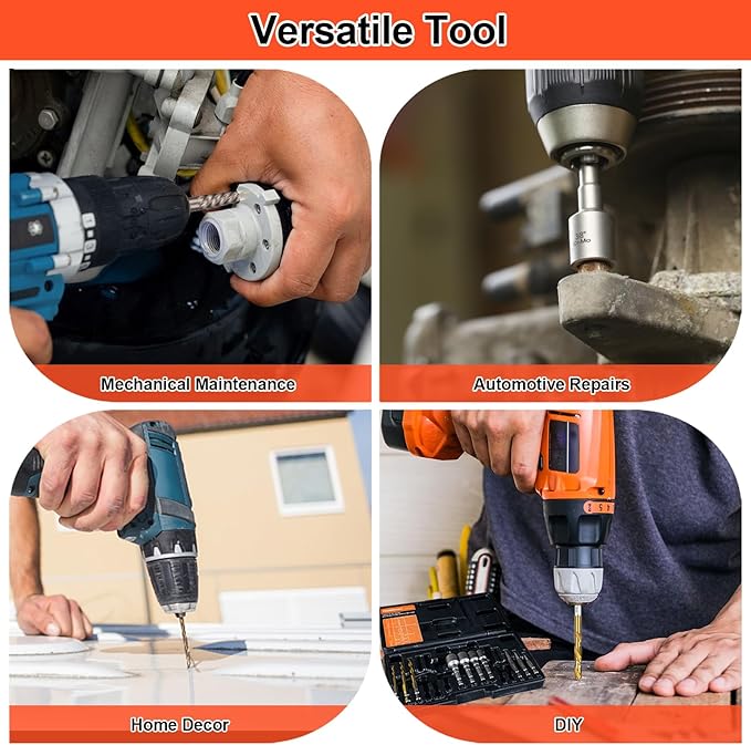 THINKWORK 16pcs Screw Extractor, Spiral Bolt Extractor Kit, Easy Out Left Hand Drill Bit Set, HSS Steel Cobalt Reverse Drill Bits for Stripped, Broken, Rusted, Rounded Screws, Bolts, Nuts, Fasteners