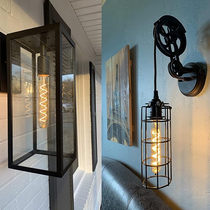 Dimmable 4W Tube LED Eison Bulb, T10 Vintage Long LED Bulb 40 Watt Equivalent Warm White 2700K, E26 Medium Base Amber Colored 7.3 Inch Long tubular edison bulb, 3 Pack