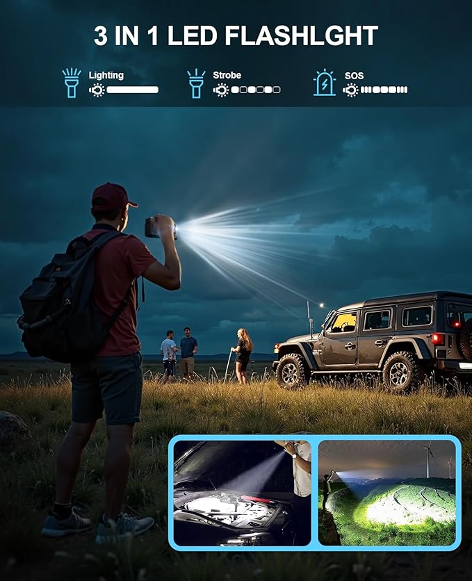 Jump Starter with Air Compressor, 5 in 1 Functional Jump Box 4500A Peak Power Pack with 150PSI Digital Tire Inflator, Portable Car Charger Jumper for 8.5L Gas or 7.0L Diesel