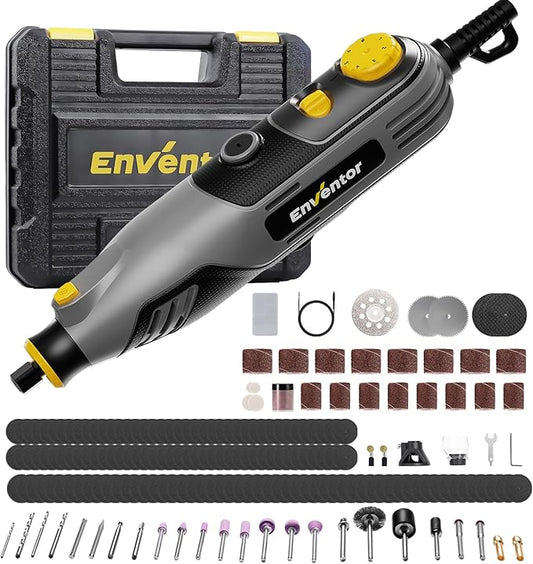 Enventor 130W Corded Rotary Tool, Power Electric Rotary Tool Kit with 204pcs Accessories Kit, 6-Speed 10,000-35,000RPM, Power Multi-Purpose Set for Sanding, Polishing, Engraving, Drilling, DIY Crafts