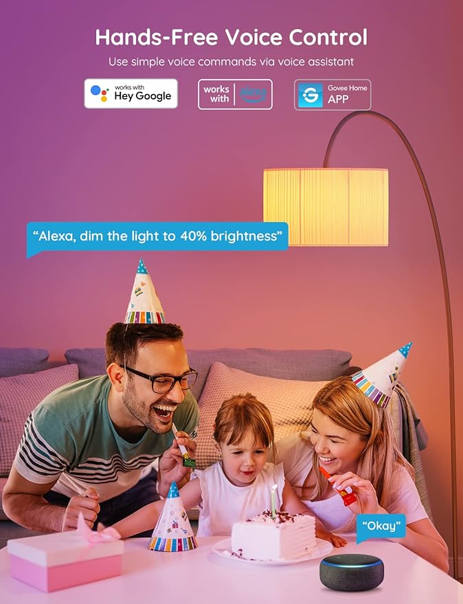 Govee Smart Light Bulbs, WiFi Bluetooth Color Changing Bulbs, Music Sync, 54 Dynamic Scenes, 16 Million DIY Colors RGB Light Bulbs, Work with Alexa, Google Assistant, 800 Lumen, 8 Pack
