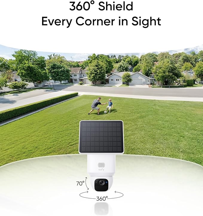 eufy Security SoloCam E30, Security Cameras Wireless Outdoor, Solar Camera Outdoor Wireless, 360° Pan, AI Tracking, 2K Clarity, No Monthly Fee, Supports Only 2.4GHz