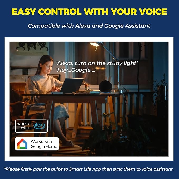 E12 Smart Light Bulbs 50W Equiv., G16.5 RGBCW Candelabra Chandelier Ceiling Fan Smart Bulb Works with Alexa/Google Home/Smart Life, 5W 550LM, 2.4G WiFi Bluetooth Bulb, ETL Listed, 4PCS