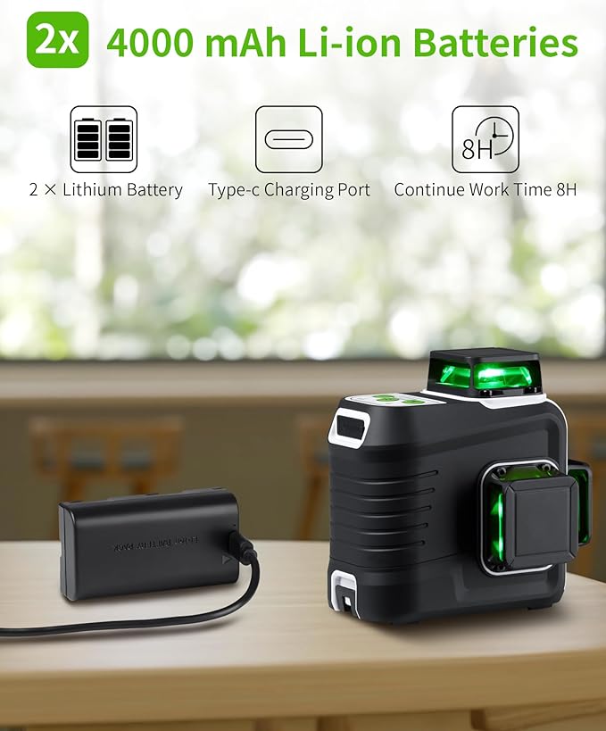 Laser Level 360 Self Leveling with 60" Tripod, Firecore 3 X 360° Rechargeable Green Lazer Leveler Tool for Picture Hanging Wall Tile Construction, 2 Battery Packs and Magnetic Bracket Included