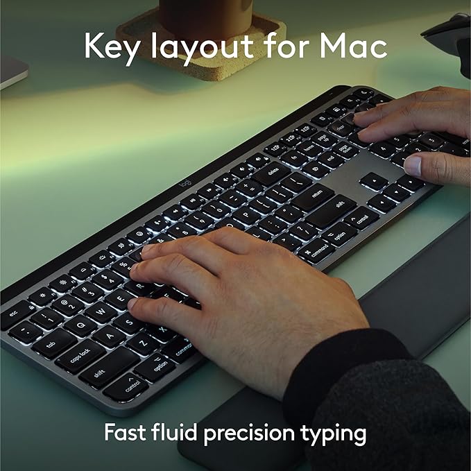 Logitech MX Keys S for Mac, Wireless Keyboard, Fluid, Precise Laptop-Like Typing, Programmable Keys, Backlit, Bluetooth USB C Rechargeable for MacBook Pro, MacBook Air, iMac, iPad - Pale Grey