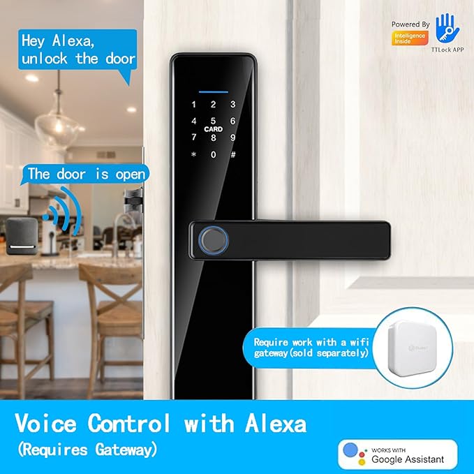 Smart Keyless Entry Door Lock with Handle,Fingerprint Lock Deadbolt,Auto Lock Deadbolt with Keypad,Biometric Door Lock, Smart Front Handle Set