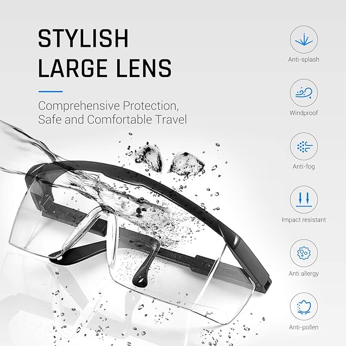 Safety Glasses Clear HD Anti-fog Goggles Eye Protective Eyewear Adjustable Frame Work Safety Glasses Over Eyeglasses