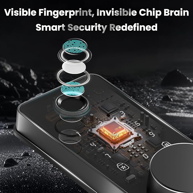 Fingerprint Door Lock Set, Biquole Keyless Entry Door Lock with 2 Lever Handles, Electronic Keypad Deadbolt, Auto & One Touch Lock,Smart Locks for Front Door, Easy Installation, App Control