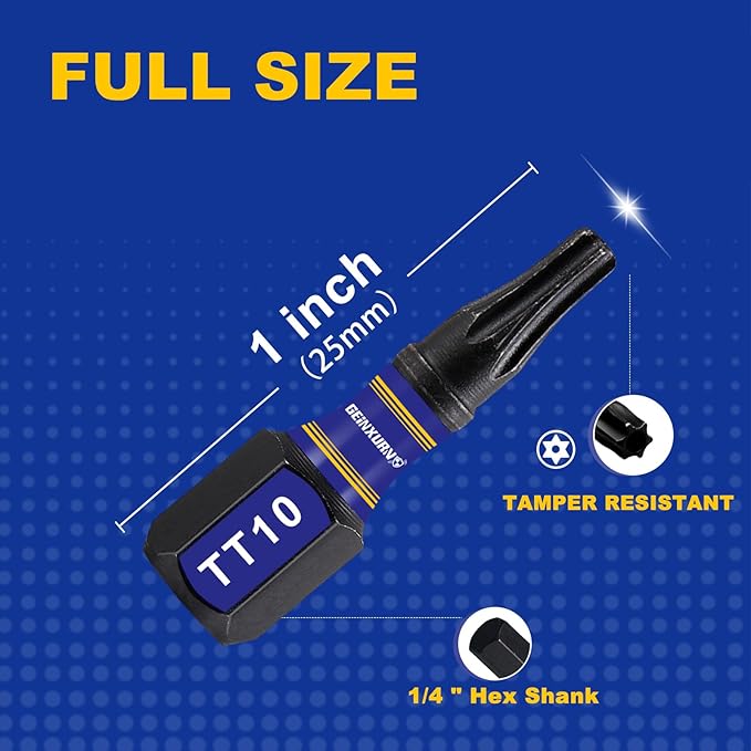 Impact Security Torx Screwdriver Bits Set,90 Pcs 1" Magnetic (TT10/TT15/TT20/TT25/TT30) S2 Steel Multi Hollow Star Driver Bits with Colorful Box