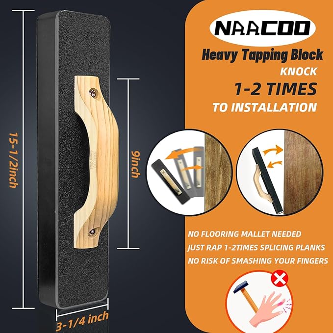 Laminate Flooring Tools,Vinyl Flooring Tools, Heavy Tapping Block, Heavy Pull Bar, 10”Contour Gauge, 20pc Upgrade Flooring Spacers, Rubber Mallet - Professional 5 in 1 Flooring Installation Kit