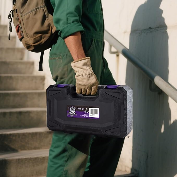 CARTMAN 126-Piece Home Tool Set Kit, Basic Household Hand Tools with Storage Case, Purple