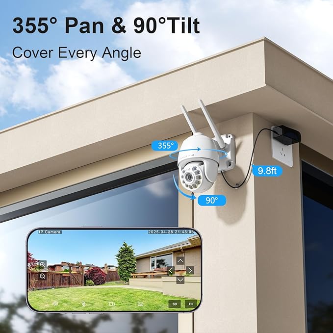Cameras for Home Security 4MP HD, Hosafe WiFi Security Cameras Wireless Outdoor, Outdoor Camera Wireless, Floodlight Motion Detection, Pan Tilt Auto Tracking, Two Way Audio, Color Night Vision, IP66
