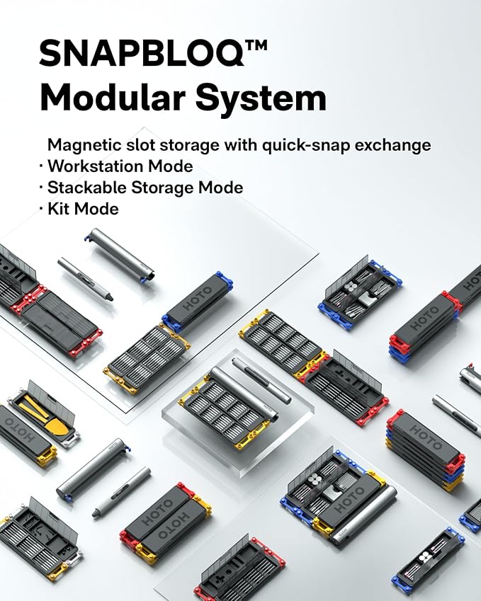 HOTO SNAPBLOQ™ D-A03 Electric Mini Drill Pen with 20 Bits, Brushless Motor, 3-Speed USB-C Rechargeable Electric Hand Drill, Power Tool for PCB, Jewelry Making, Wood, Plastic, DIY, 3D Printer
