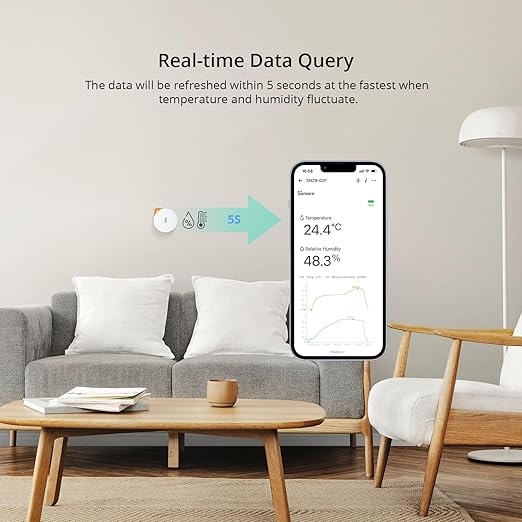 SONOFF SNZB-02P Zigbee Temperature Humidity Sensor, Indoor Thermometer Hygrometer with Alert, Works with Alexa & Google Home for Remote Monitoring and Home Automation, ZigBee 3.0 Hub Required (2)