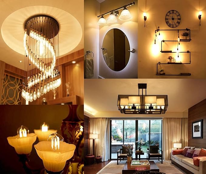 LED Edison Bulb 4W,Antique 40W Vintage Edison Bulb,E26 Light Bulb Non Dimmable Led Bulb 450 Lumens 2700K Warm White,Pack of 12