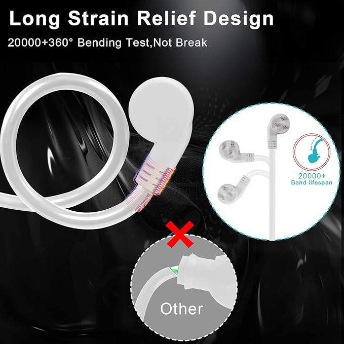 [2 Pack] Flat Wall Plug Short Power Extension Cord - 6inch Mini White Low Profile Flat Head Small Appliance Power Supply AC Cord, 1625W 16AWG Household 3 Prong Indoor Grounded Short Extension Cord