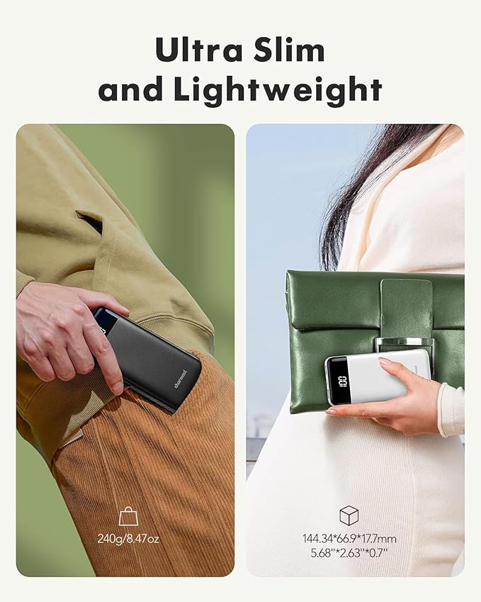 2 Packs Portable Chargers with Built in Cables, 2PCS Slim 10000mAh Travel Essentials Battery Pack 6 Outputs 3A Power Banks for iPhone Samsung Pixel LG Moto iPad