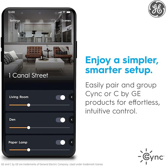 GE Cync A19 LED Smart Light Bulbs, Room Decor Aesthetic Bluetooth and WiFi Color Changing Lights, LED Indoor Light Bulb, Compatible with Alexa and Google (2 Pack)