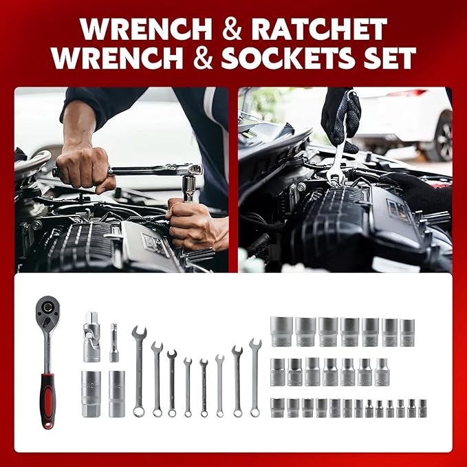 899pcs Home Repair Tool Set Kit for Men, Toolbox Storage Case with 4 Drawers, General Household Tool Kit with Rolling Tool Box, Tool Set Kit for Maintenance, Garden, Homeowner, Handyman -Black