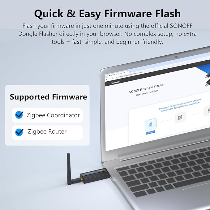 SONOFF Zigbee 3.0 USB Dongle Plus Gateway, Universal Wireless Zigbee Adapter with Antenna for Home Assistant, IoBroker(2 Pack)