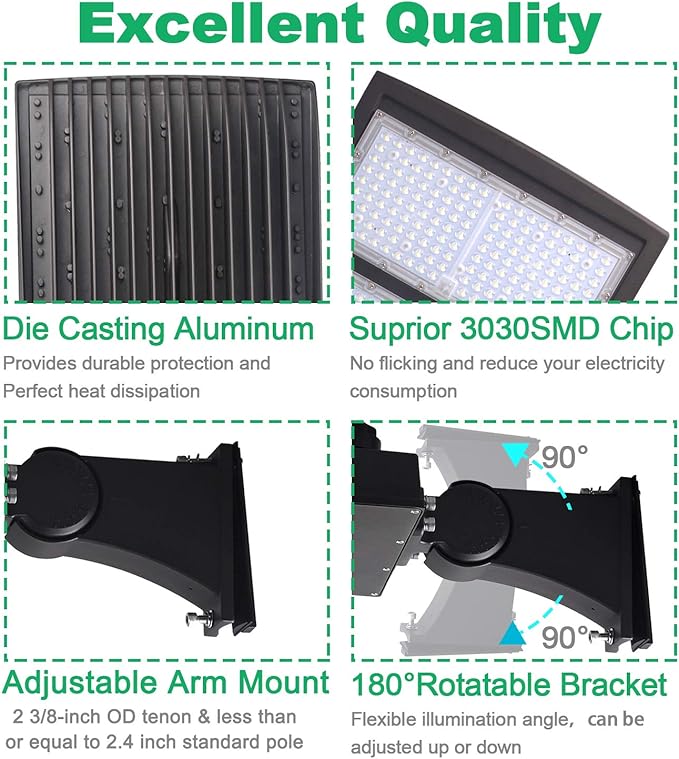 480V 150W LED Shoebox Street Lights - OSTEK LED Parking Lot Pole Lighting 21000LM Waterproof Outdoor Commercial Area Road Lighting 5000K DLC UL