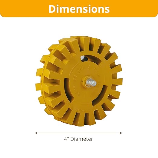 4 Inch Decal Remover Eraser Wheel - Easily Remove Car Stickers, Adhesive, Glass, Metal, Emblem, Vinyl and Pinstripes - Rubber Wheel with Drill Adapter for Quick and No Scratch Application