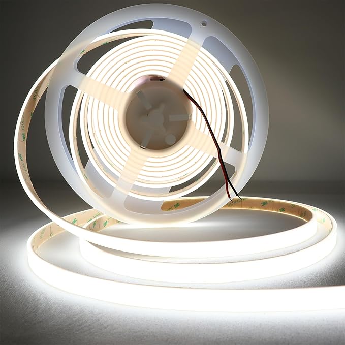 COB White LED Strip Lights 6000K 528LEDs/M 10mm DC24V Silicone Tube LED Light Outdoor Waterproof IP67 Linear LED Tape Lights 16.4ft for Garden, Backyard, Wheel Lights